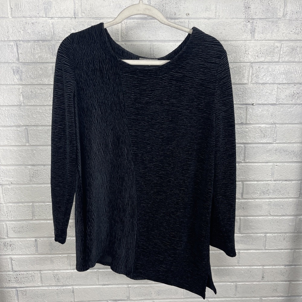 Habitat Black Textured Tunic Top Womens Size M Minimalist Lagenlook‎ Casual